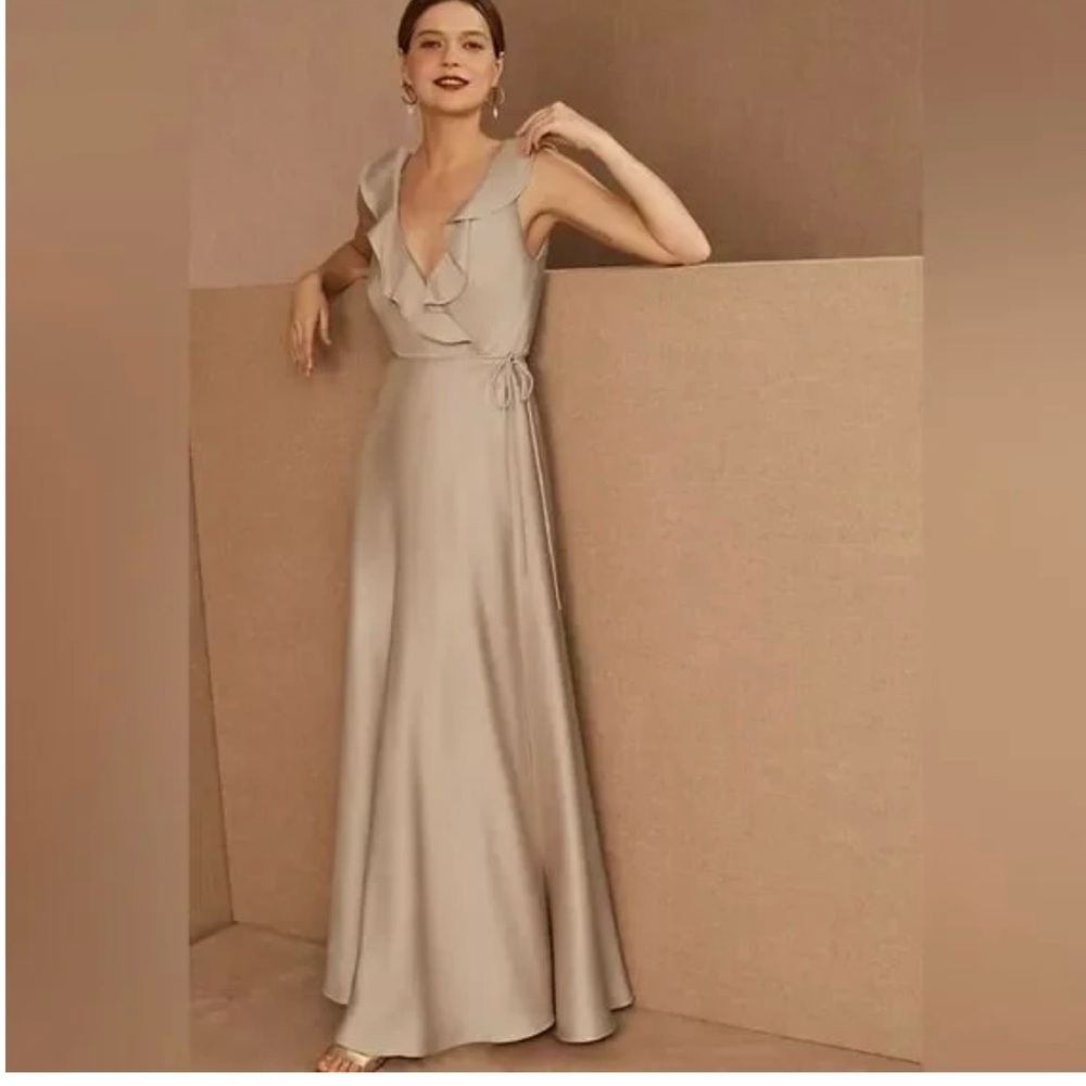 BHLDN Tansy Satin Charmeuse Maxi Dress in Champagne